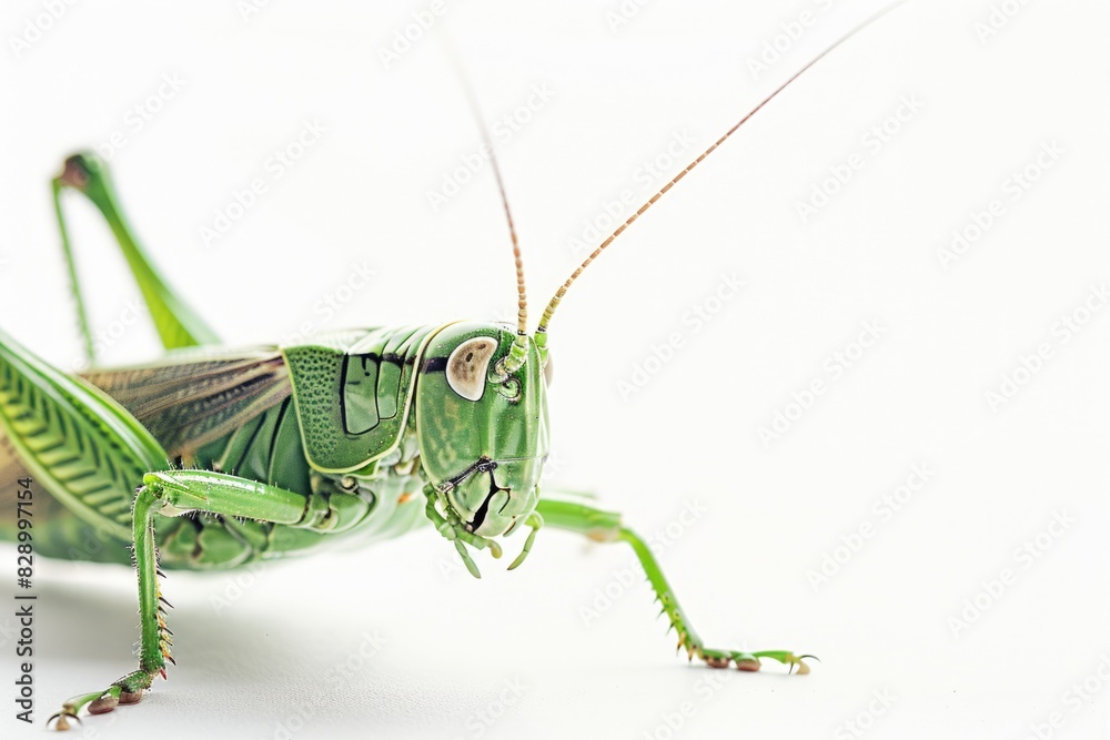 Insect Antenna. Grasshopper Isolated on White Background with Prominent Antennae Insect Antenna. Grasshopper Isolated on White Background with Prominent Antennae