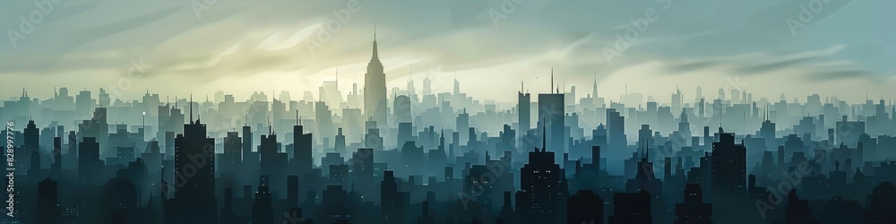 Cityscape Silhouette. Skyline Drawing of Modern Urban Metropolis Cityscape Silhouette. Skyline Drawing of Modern Urban Metropolis