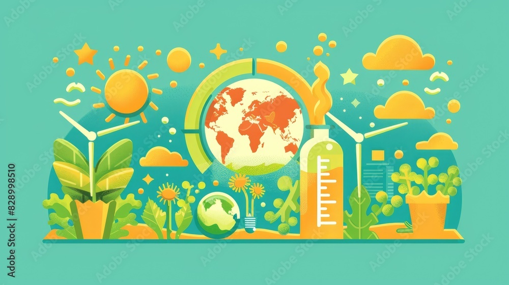 Change Illustration. Colorful Design of Climate Change, Ecological Problem with Global Warming Effects Change Illustration. Colorful Design of Climate Change, Ecological Problem with Global Warming Effects