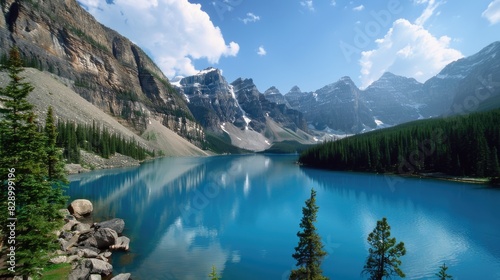 Canada Mountains: Rocky Mountain Vista at Moraine Lake in Banff National Park