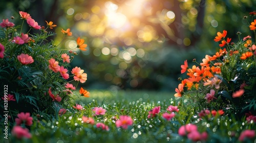 Field of Flowers Bathed in Sunlight