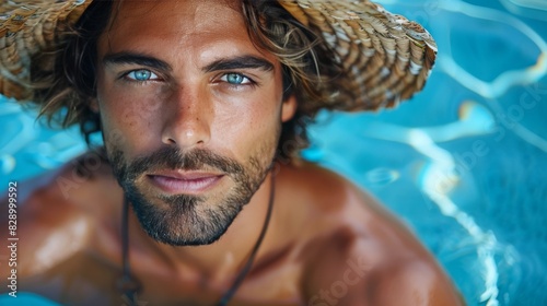 Man Wearing Hat and Sunglasses on Beach