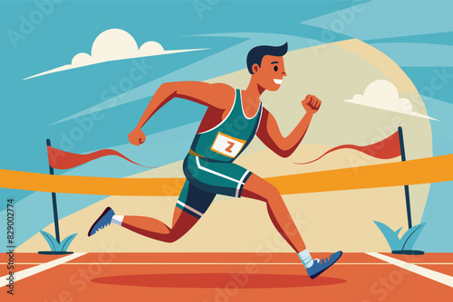 a man running across a hurdle line