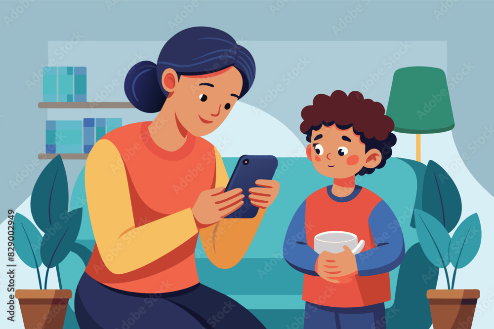a woman and a child are sitting on a couch a woman and a child are sitting on a couch