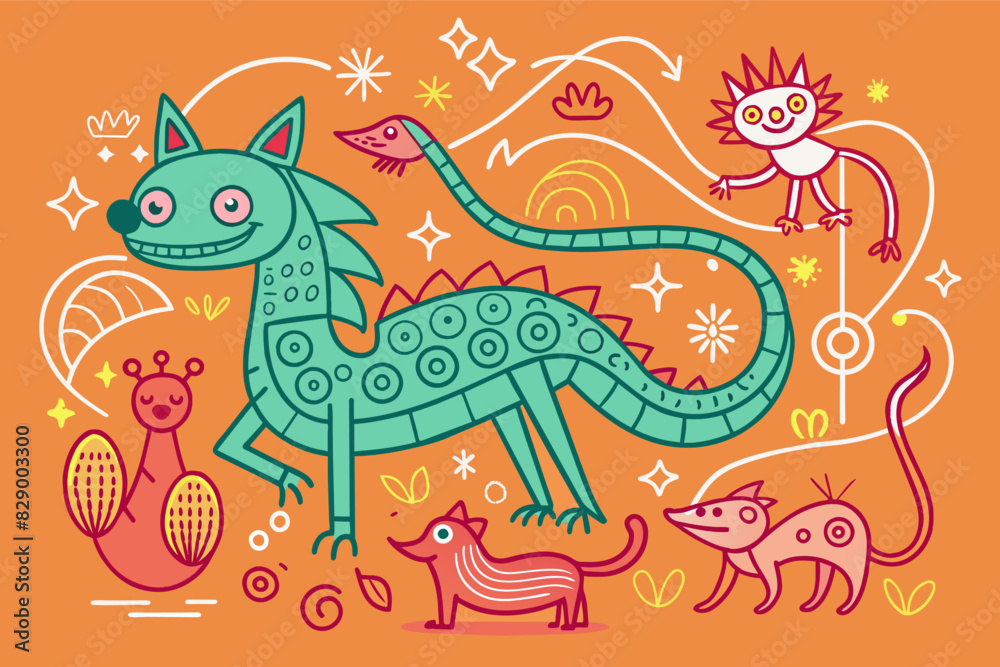 a group of cartoon animals with a cat and dog a group of cartoon animals with a cat and dog