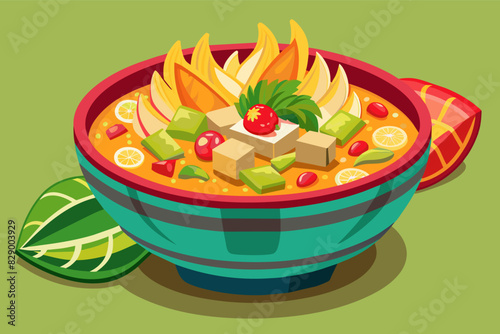 a bowl of soup with lime and tomatoes