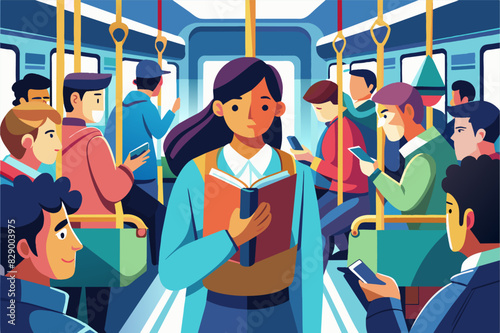 a group of people riding on a bus