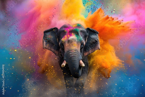 Colorful India. Abstract Art of Holi Festival with Rainbow Colors and Color Powder Explosion