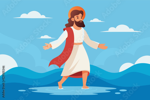 jesus walking in the water with his arms outstretched, jesus walking in the water with his arms outstretched