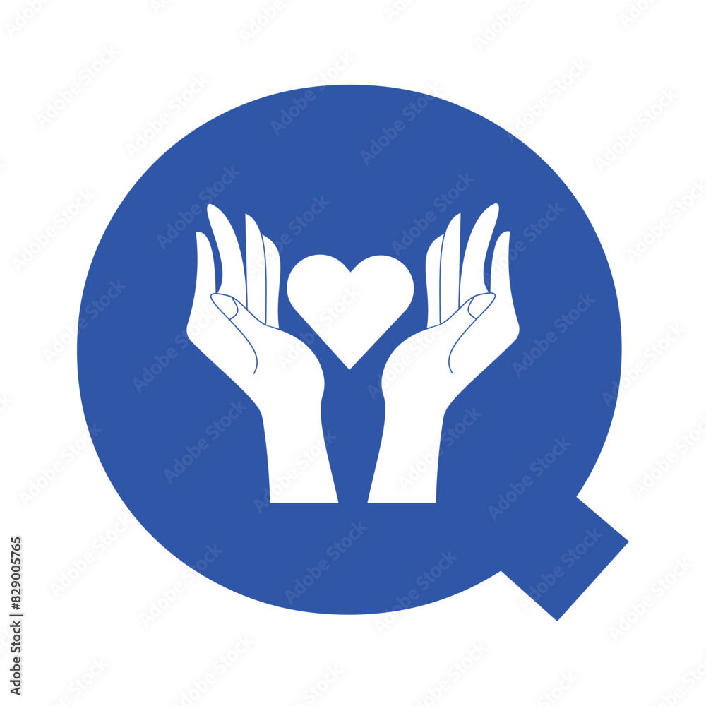 Fototapeta premium Initial Hand Love Logo combine with letter Q vector template
