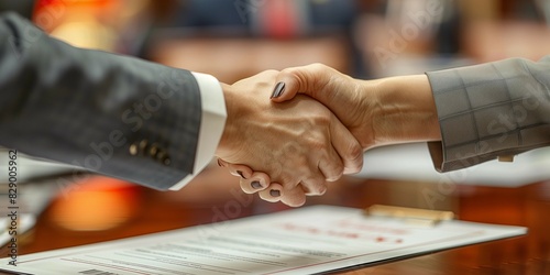 Business Deal Sealed with Handshake and Contract Exchange, generative ai