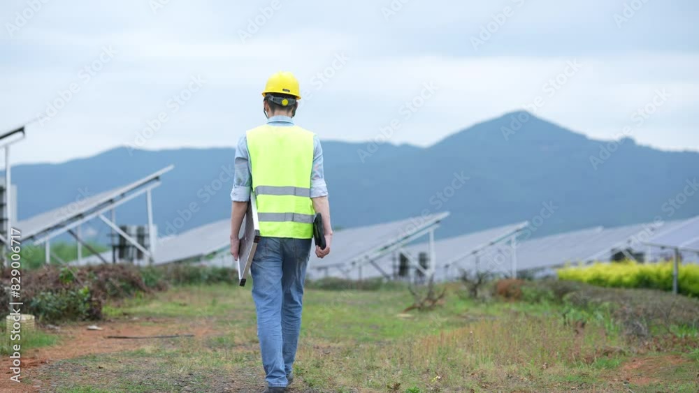 person working in solar power station person working in solar power station