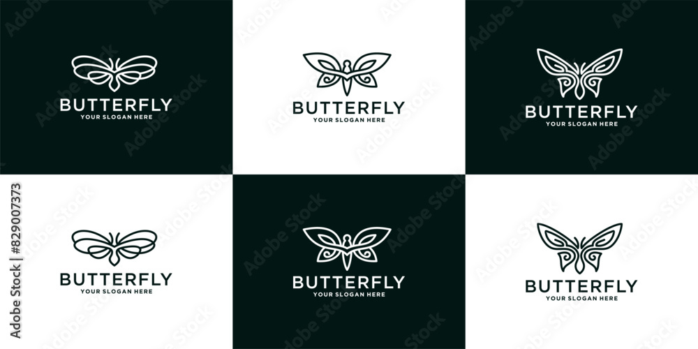 Set of butterflies for logo design Set of butterflies for logo design