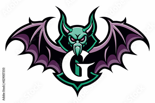 a bat with a skull on it's head, A bat adorned with a skull atop its head.