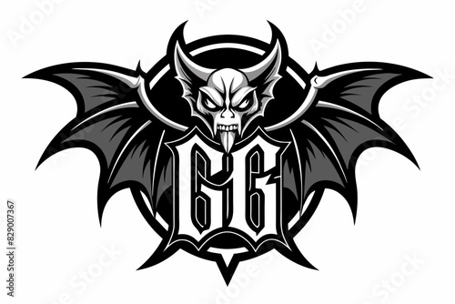 a bat with a skull on it's head, A bat adorned with a skull atop its head.
