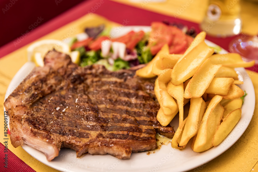 Steak with French fries