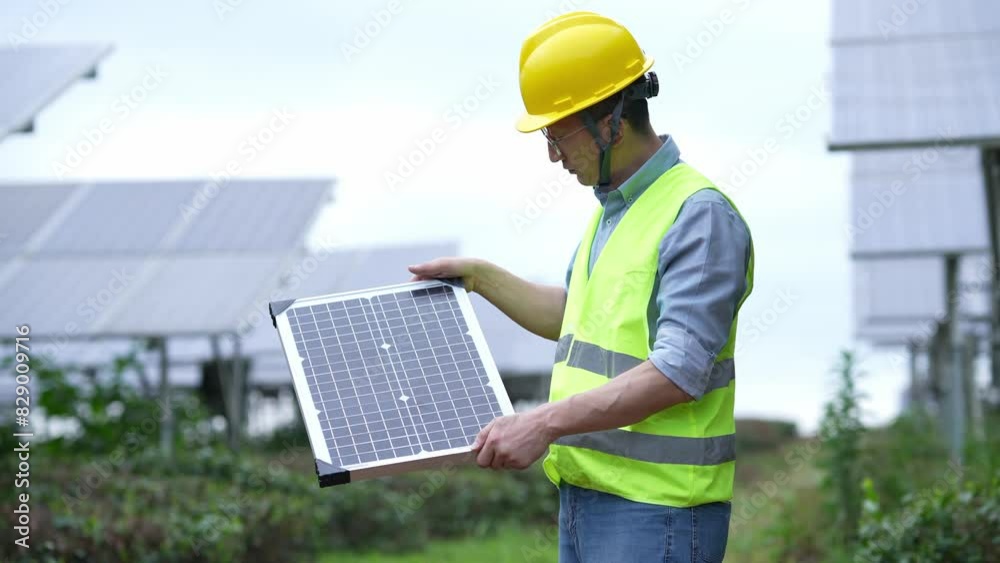 person working in solar power station person working in solar power station