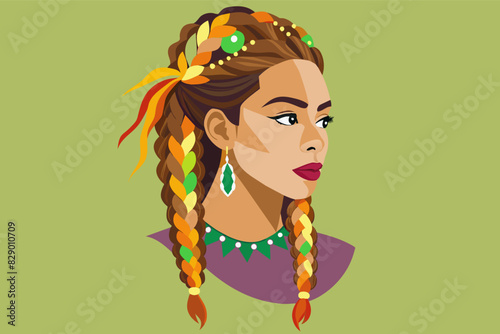 a woman with braids and a green shirt, The individual wore braids and a green shirt.