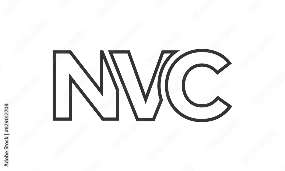 NVC logo design template with strong and modern bold text. Initial based vector logotype featuring simple and minimal typography. Trendy company identity. NVC logo design template with strong and modern bold text. Initial based vector logotype featuring simple and minimal typography. Trendy company identity.