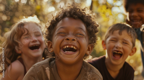 Joyful Bonds: Children Laughing Together in Unison