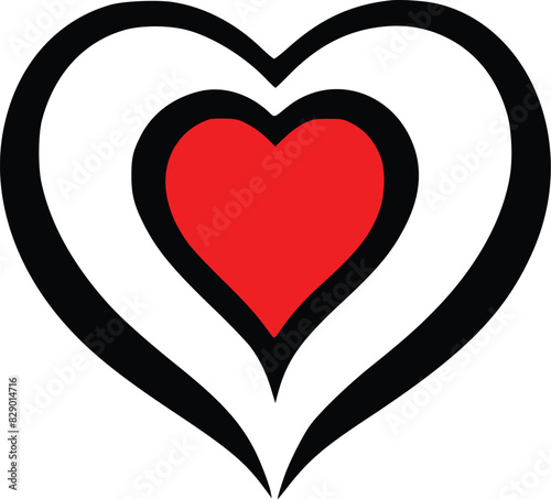Red and black abstract heart logo or icon, love, Valentine's Day, Mother's Day, Father's day, wedding.