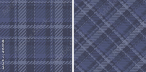 Seamless background vector of plaid pattern textile with a fabric check tartan texture. Set in dark colors for symmetry tissue designs in fashion.