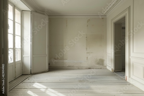 Apartment renovation. empty room before and after refurbishment for restoration project