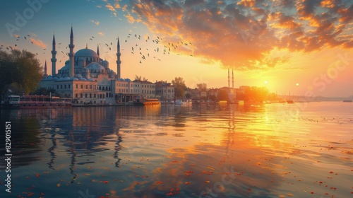 Majestic Sunset Over Vast Water