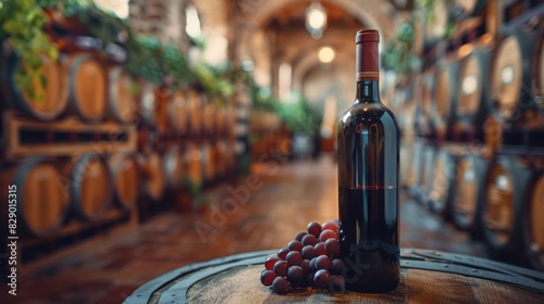 Bottle of Wine on Wooden Table