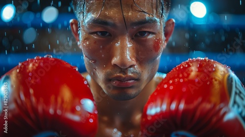 Close Up of Person Wearing Boxing Gloves