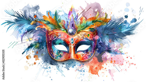 Masquerade mask in watercolor photo