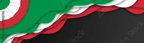 Italian  flag and Cockade of Italy background banner, wallpaper, web, layout, template for text. Green, white, red color national ornament of Italy photo