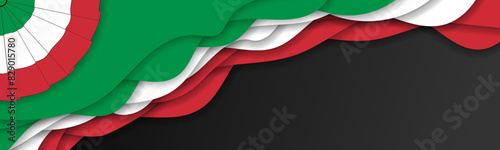 Italian  flag and Cockade of Italy background banner, wallpaper, web, layout, template for text. Green, white, red color national ornament of Italy