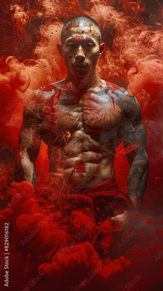Man Standing in Front of Red Smoke Man Standing in Front of Red Smoke