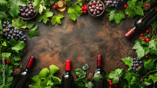 Bottle of Wine Next to Bunch of Grapes