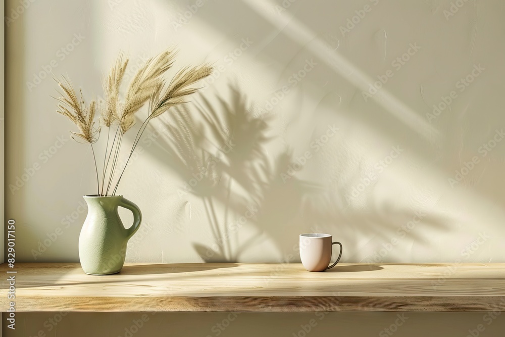 Cozy Japanese style kitchen counter mockup with minimal design elements. Cozy Japanese style kitchen counter mockup with minimal design elements.