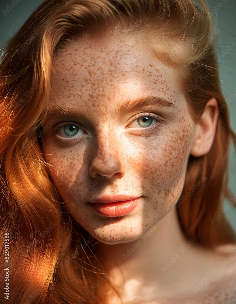 Detailed Portrait of Freckled Redhead Beauty Detailed Portrait of Freckled Redhead Beauty