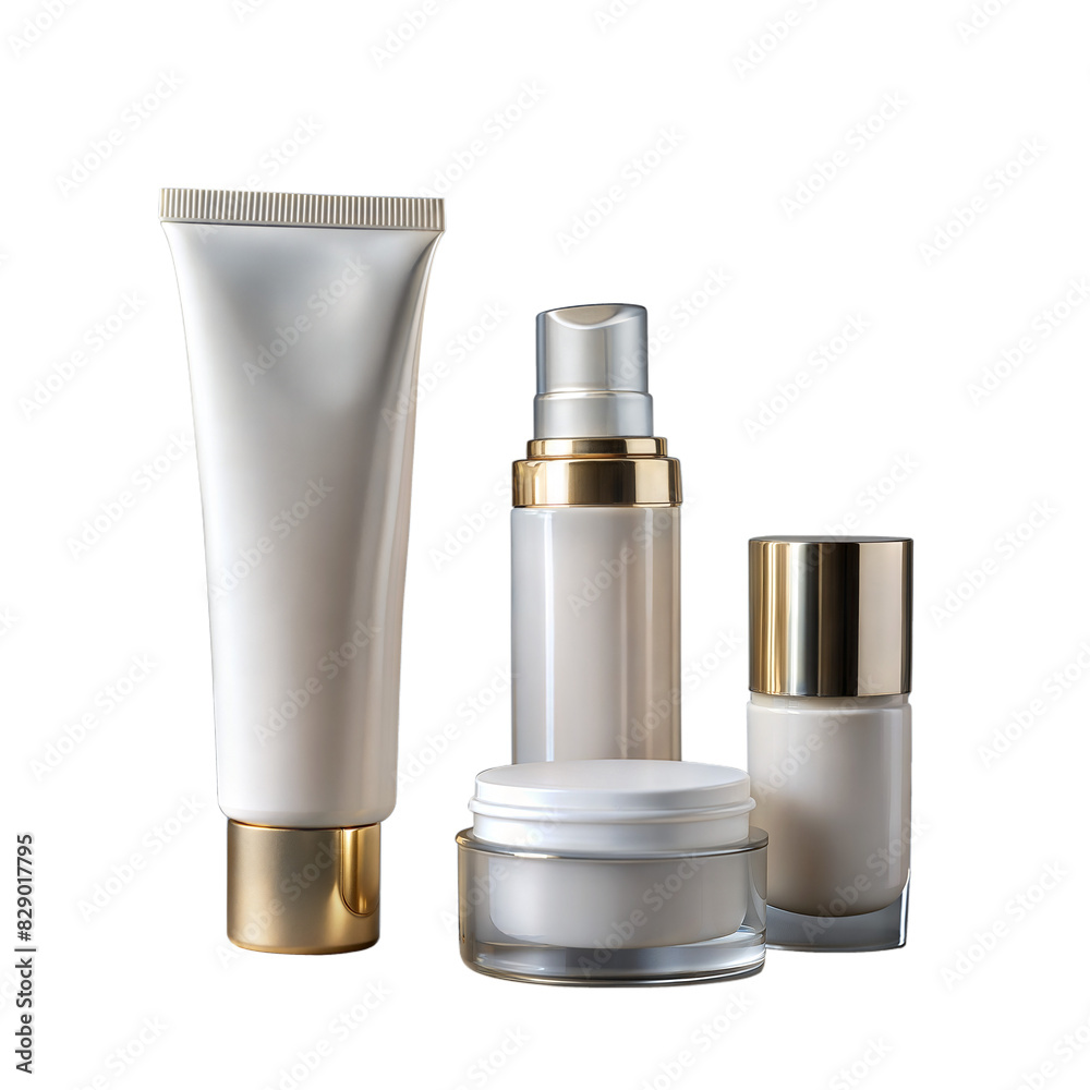 Luxurious Skin Care Products Display on Transparent Background Luxurious Skin Care Products Display on Transparent Background