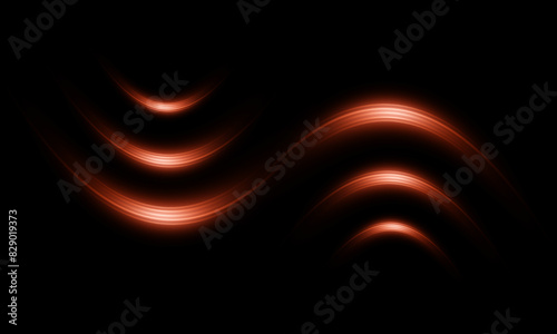 Illustration of golden dynamick lights linze effect isolated on black color background. Abstract background for science, futuristic, energy technology concept. Digital image lines with light  photo