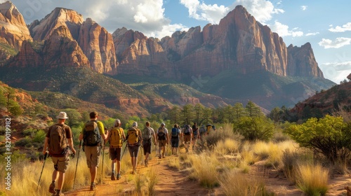 Group of People Hiking in the Mountains