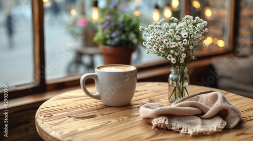 A Cup of Coffee on Wooden Table