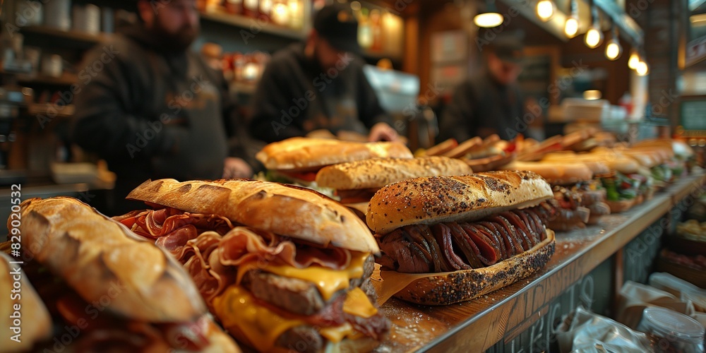 Assorted Sandwiches at Deli Counter, generative ai Assorted Sandwiches at Deli Counter, generative ai