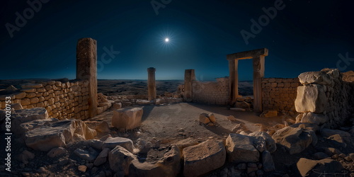 At night in Gobekli Tepe Turkey the soft glow and _002