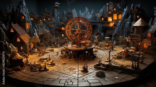 diorama of a steampunk city. 