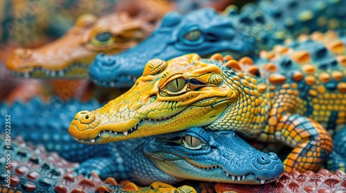 a bright assorted stack of swamp crocodile, the summer collection photo
