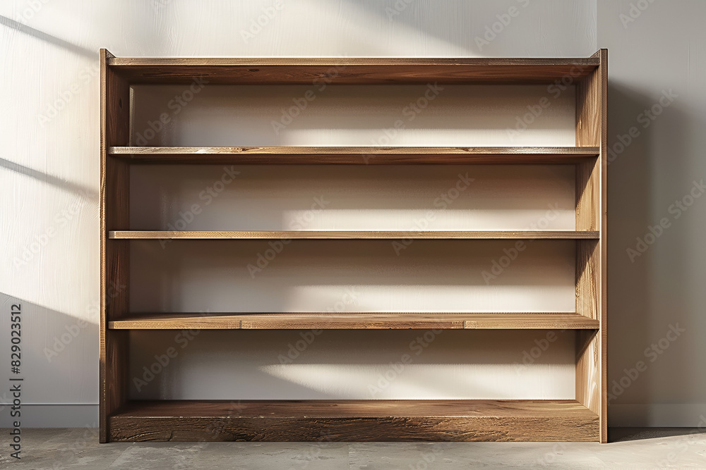 Blank wooden bookshelf 3d rendering Blank wooden bookshelf 3d rendering