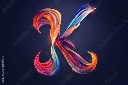 Vibrant and abstract letter K design. Perfect for educational materials or graphic design projects