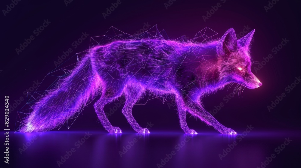 Purple glow fox silhouette nightscape Purple glow fox silhouette nightscape