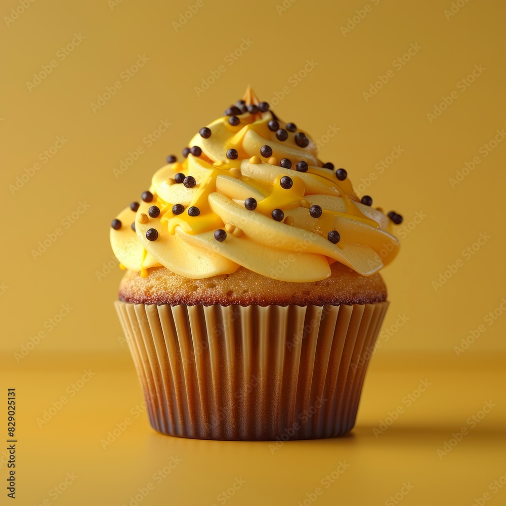 Photo of a cupcake with solid colors in background Photo of a cupcake with solid colors in background