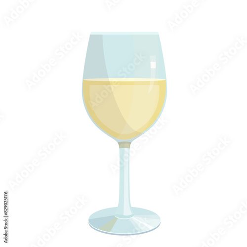 Vector white wine glass icon symbol, illustration of glass with white alcoholic drink, beverage menu bar design